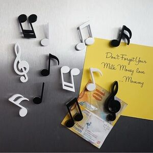 12 pc Magnets Fridge Black and White Music Note Magnets Cute Decorative